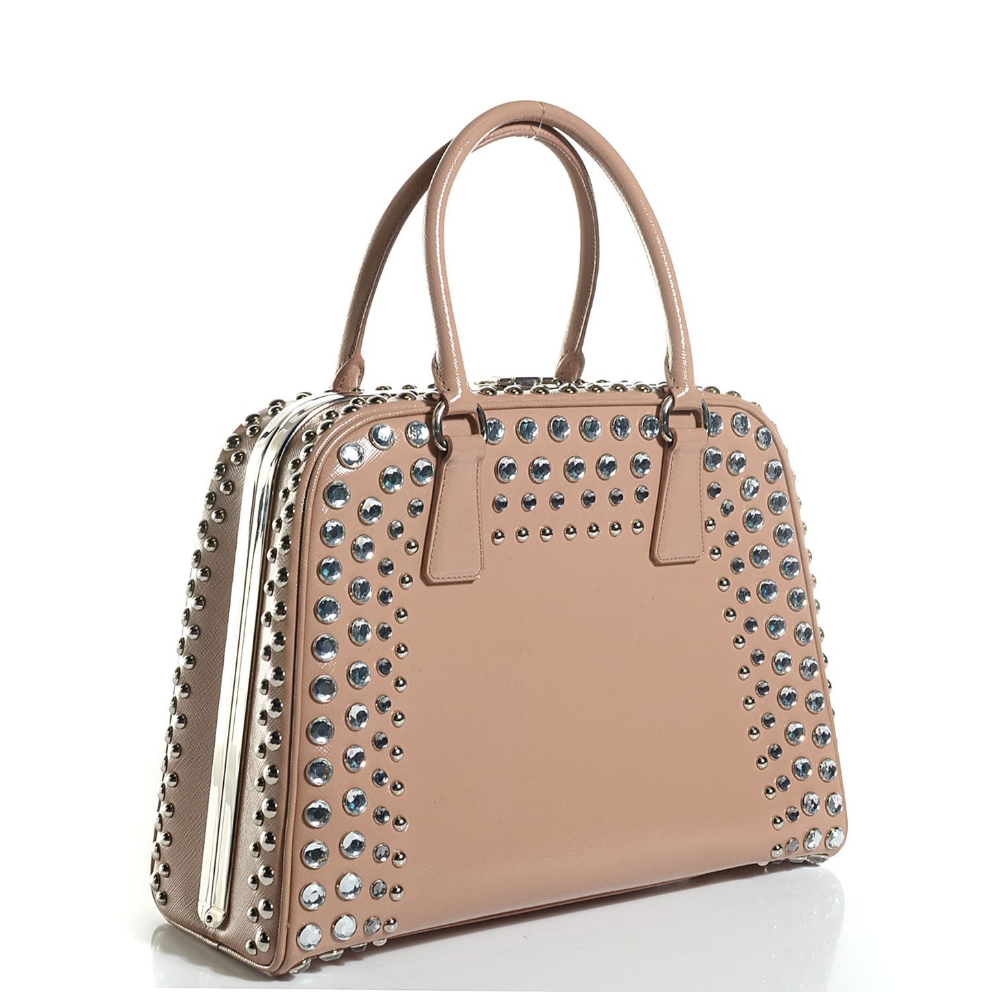 Saffiano Vernice Crystal Pyramid Bag Cammeo