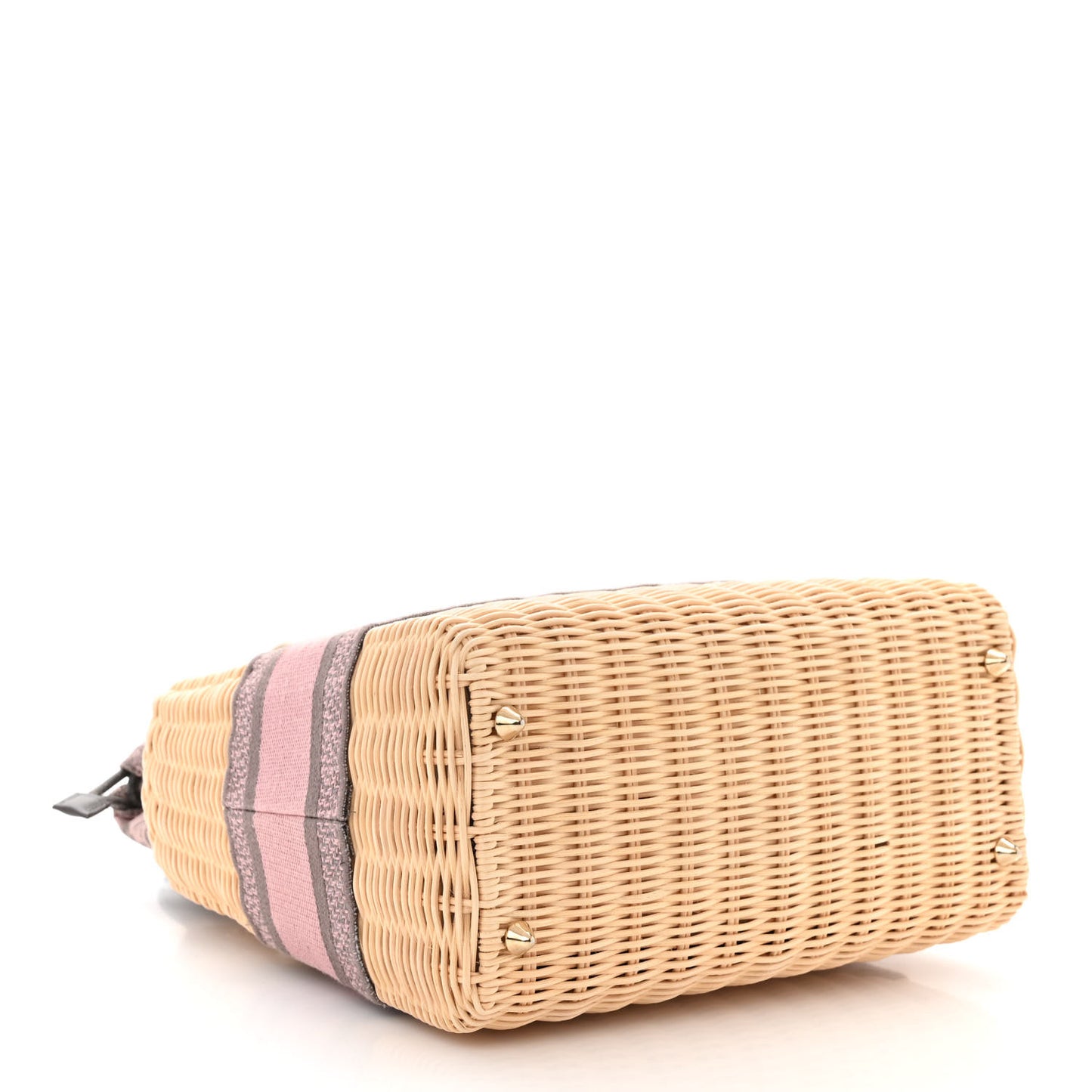 Wicker Oblique Medium Lady Dior Bag Pink Grey
