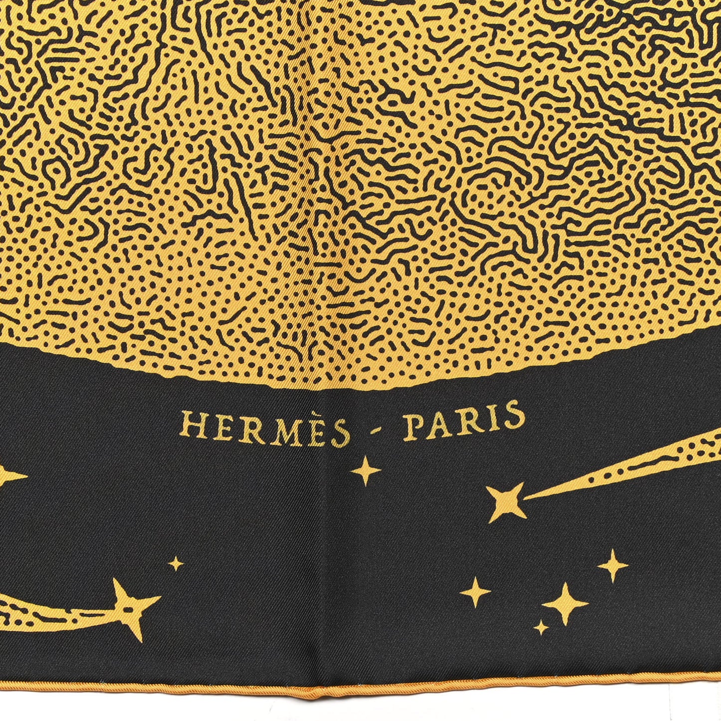 Silk Clair De Lune Double Face Scarf 90 Black Jaune D'Or Bleu