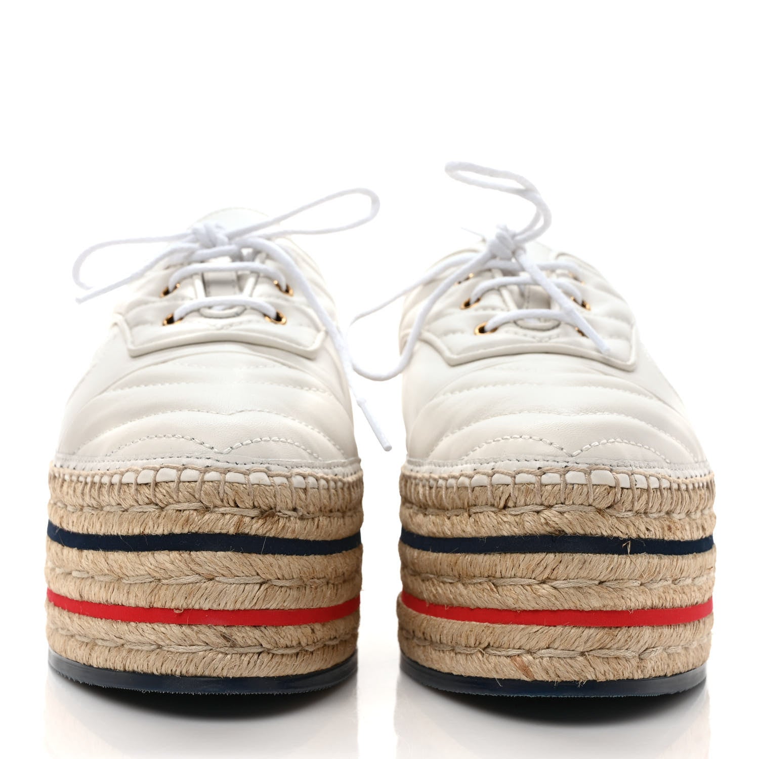 Gucci Nappa Matelasse GG Pilar Flatform Lace-Up Espadrilles 39 Great White 2 of 9