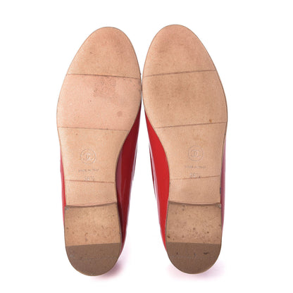 Chanel Patent Calfskin CC Cap Toe Ballerina Flats 36.5 Red 5 of 11