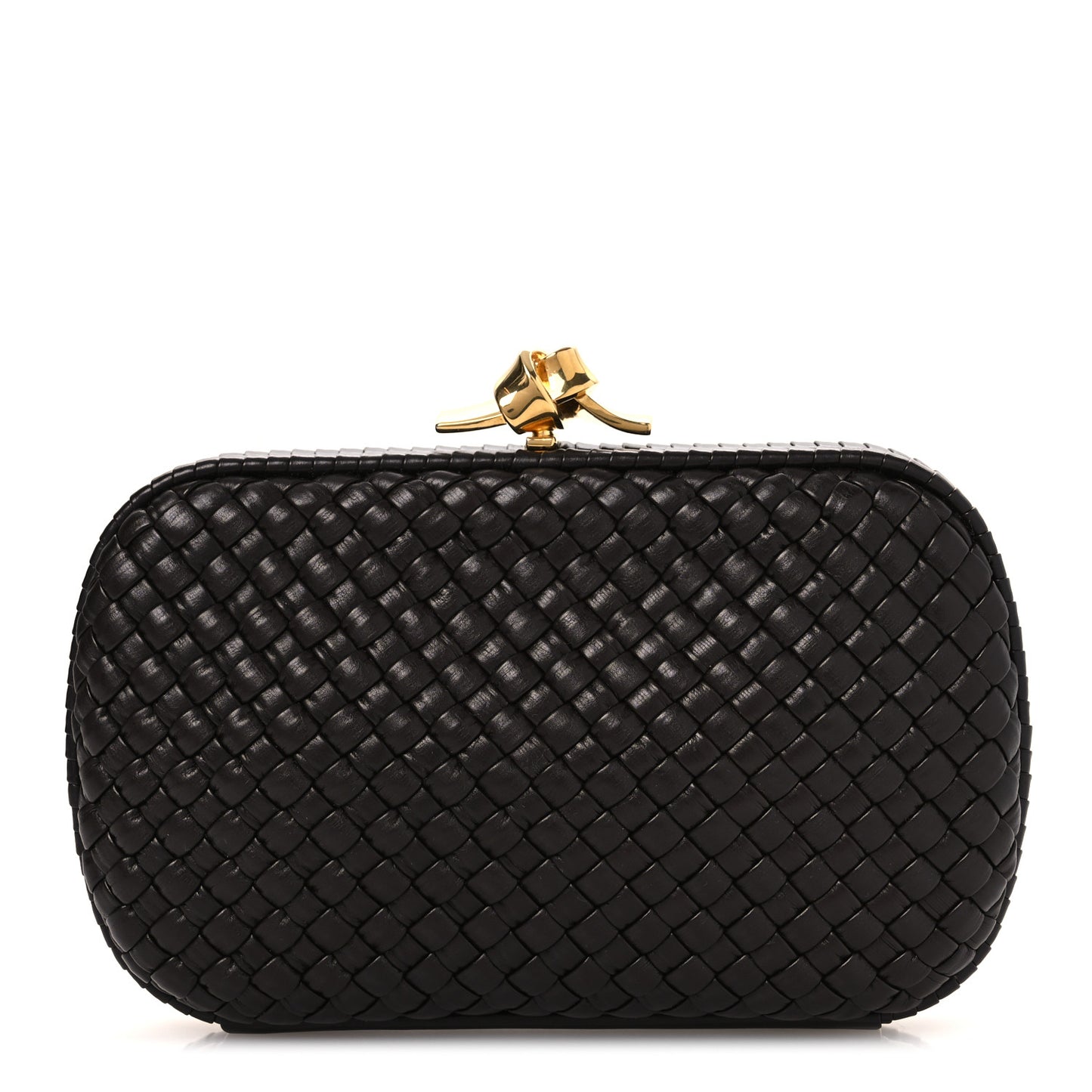 Nappa Intrecciato Sculptural Knot Clutch Brown