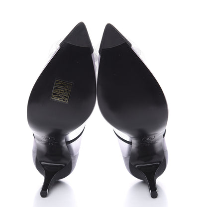 Chanel Mesh Grosgrain Camellia Pumps 35 Grey Black 5 of 8