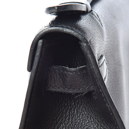 Hermes Evergrain Kelly Pochette Clutch Black 9 of 19