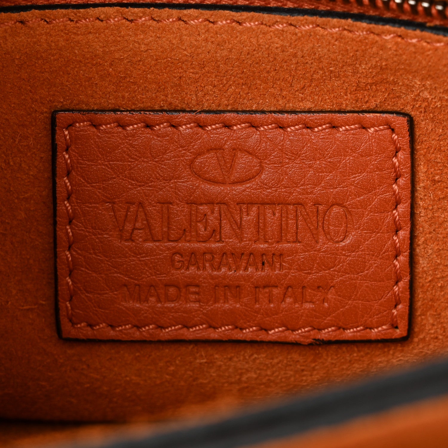 Valentino Garavani Pebbled Calfskin Rockstud Wristlet Clutch Orange 6 of 9