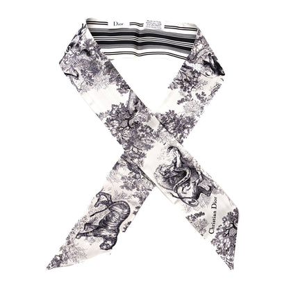 Christian Dior Silk Toile De Jouy Mitzah Scarf White 1 of 3