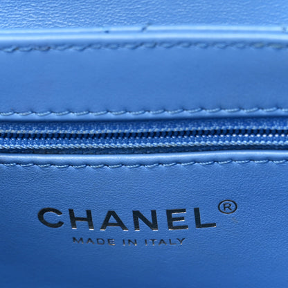Chanel Shiny Aged Calfskin Quilted Nano Kelly Shopper Blue 6 of 11