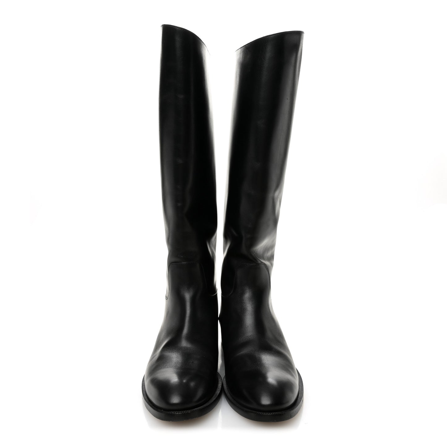 Calfskin Heritage Flat High Boots 38.5 Black