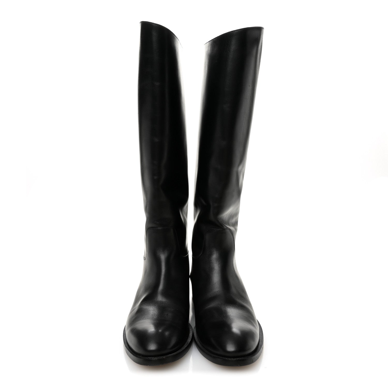 Louis Vuitton Calfskin Heritage Flat High Boots 38.5 Black 2 of 10