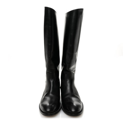 Louis Vuitton Calfskin Heritage Flat High Boots 38.5 Black 2 of 10