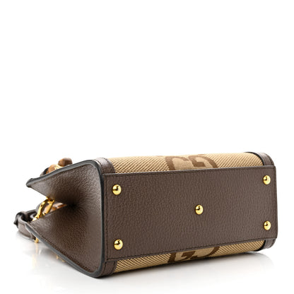 Gucci Monogram Jumbo GG Textured Dollar Calfskin Mini Diana Tote Bag Camel Ebony New Acero 4 of 11
