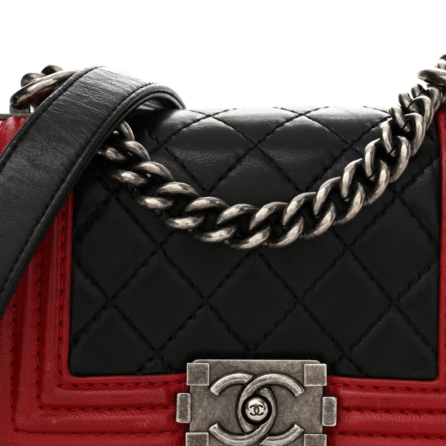 Chanel Calfskin Quilted Mini Boy Flap Black Red 8 of 18