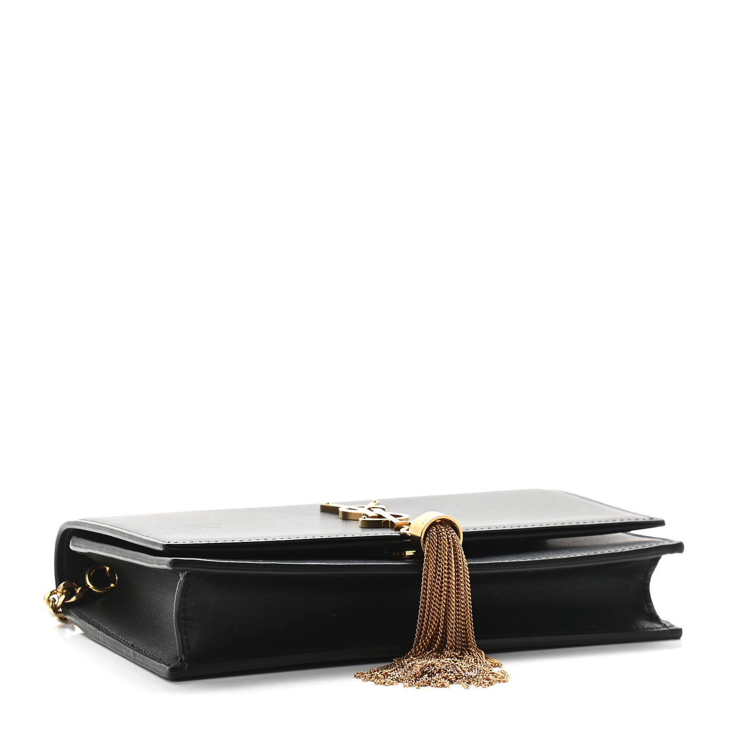 Smooth Calfskin Classic Monogram Kate Tassel Chain Wallet Black