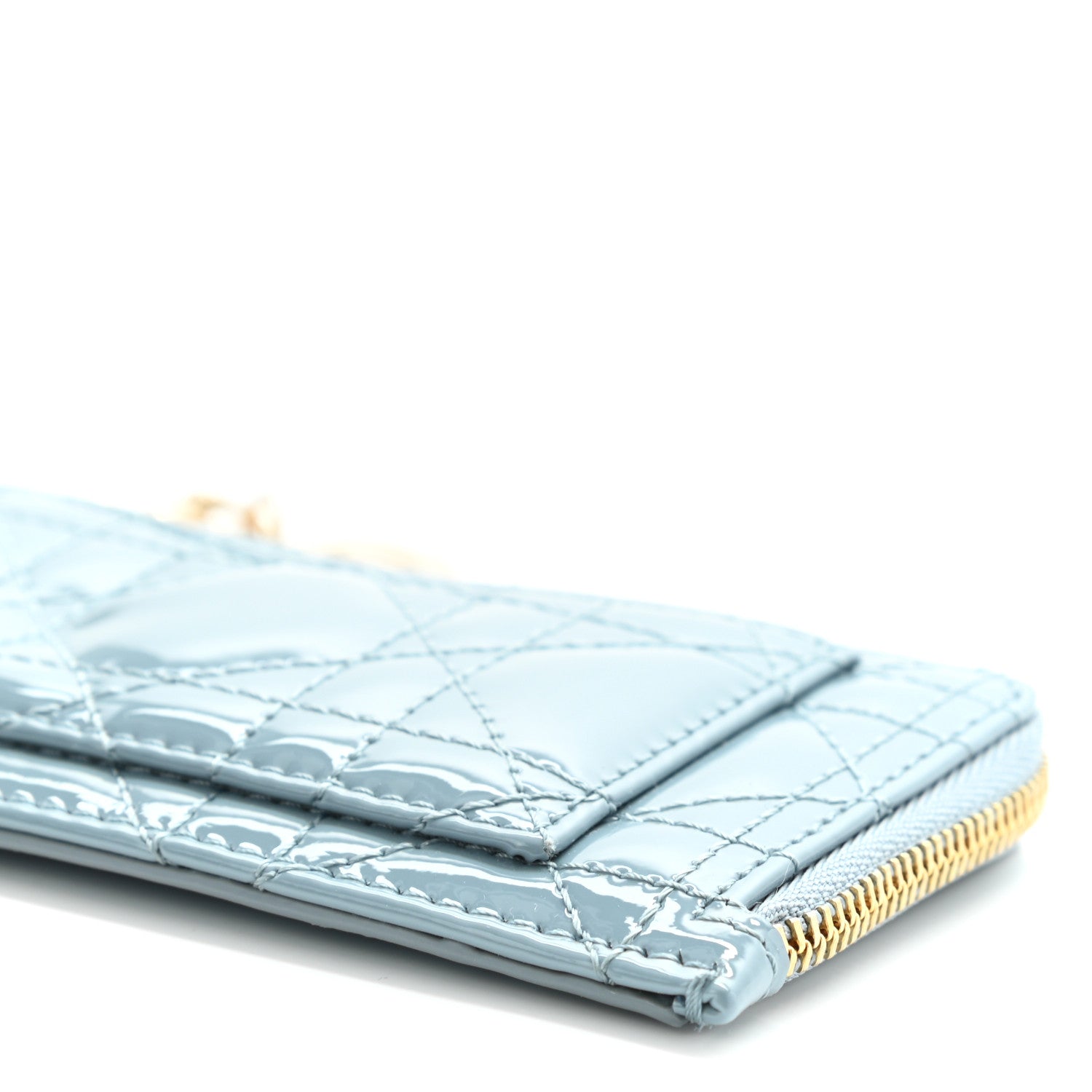 Christian Dior Patent Cannage Lady Dior Card Holder Cloud Blue 9 of 9