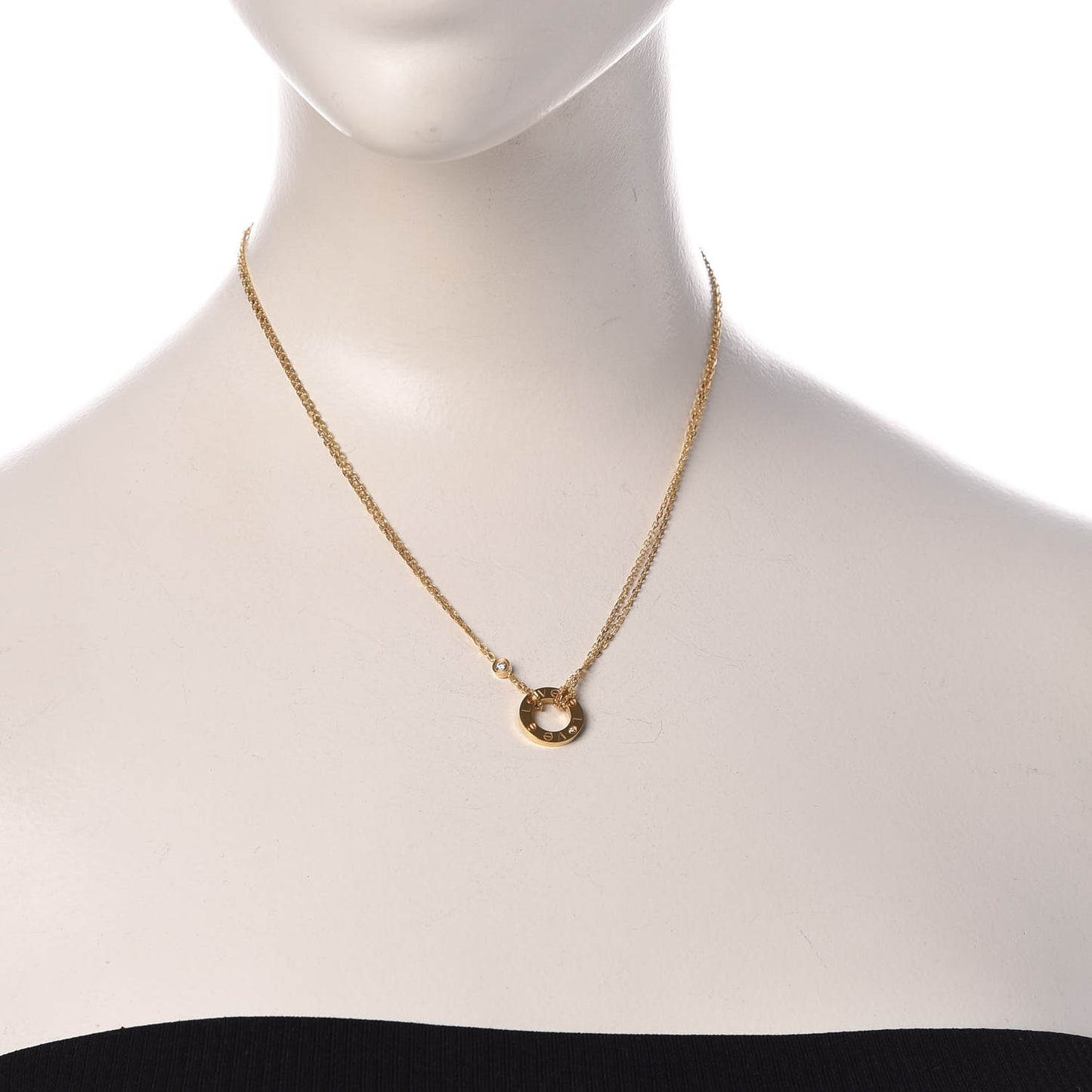 18K Yellow Gold 2 Diamond LOVE Necklace