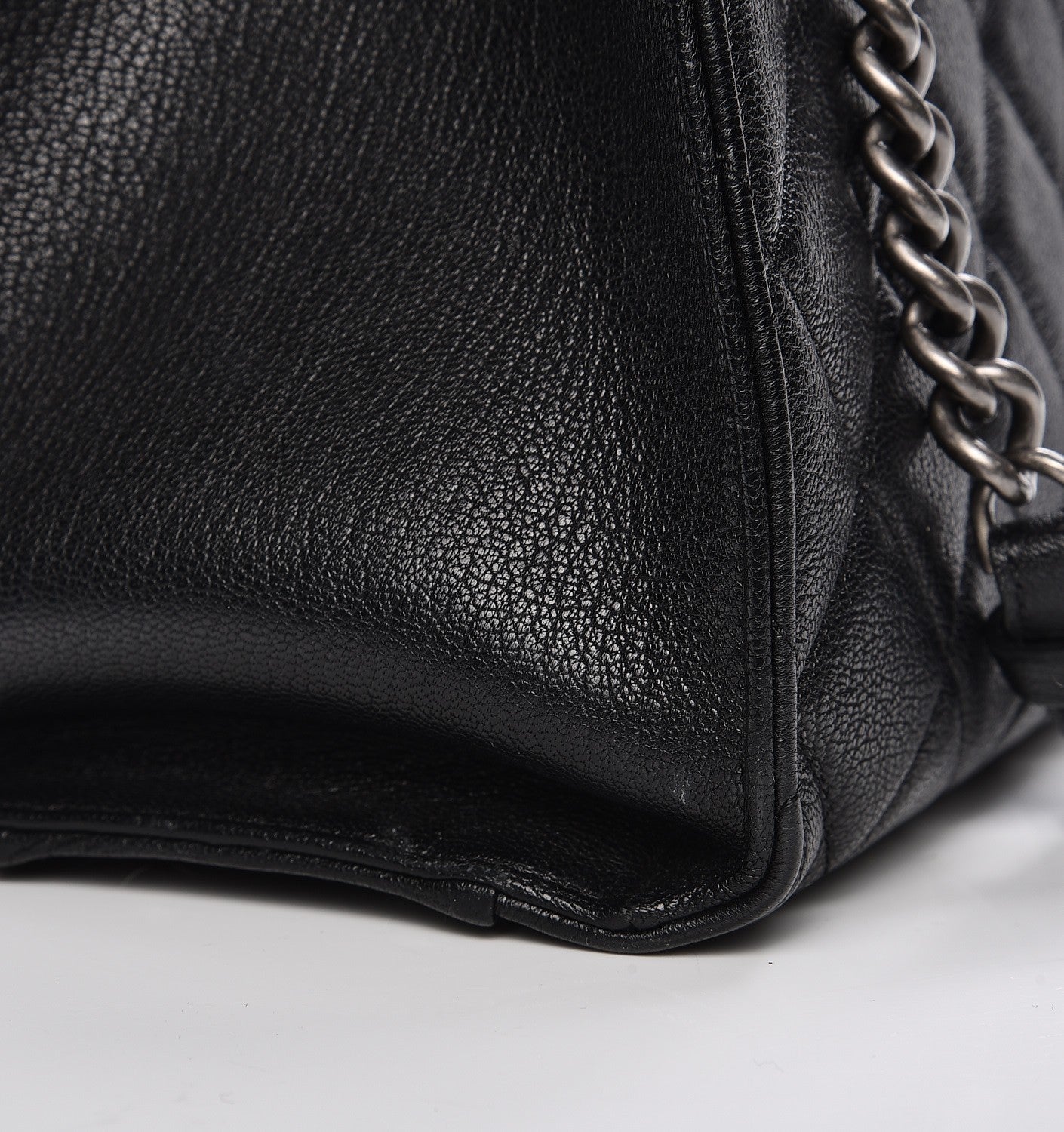 Chanel Goatskin Quilted Small Perfect Edge Shopping Tote Black 8 of 12