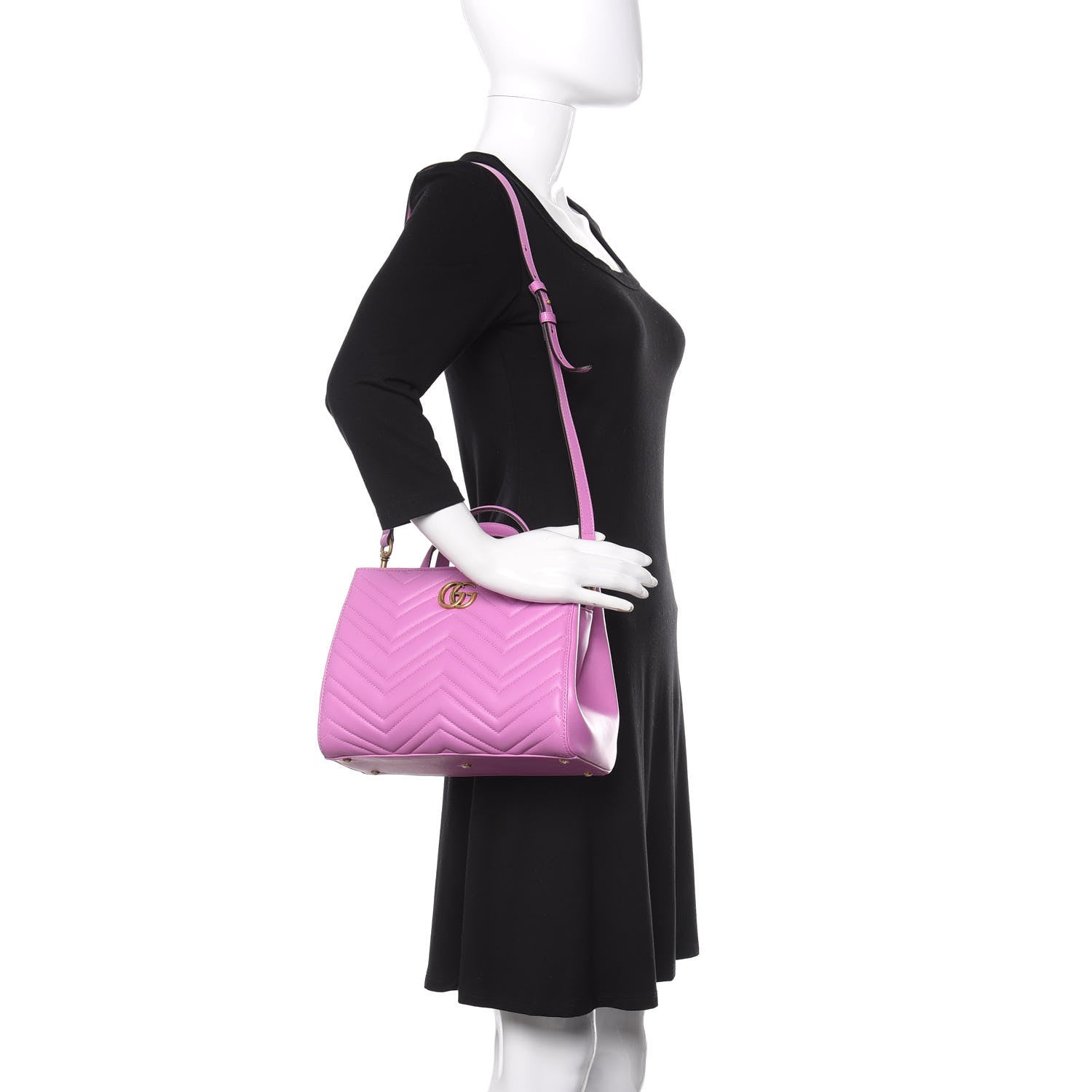 Gucci Calfskin Matelasse Small GG Marmont Tote Candy Mousse 2 of 10