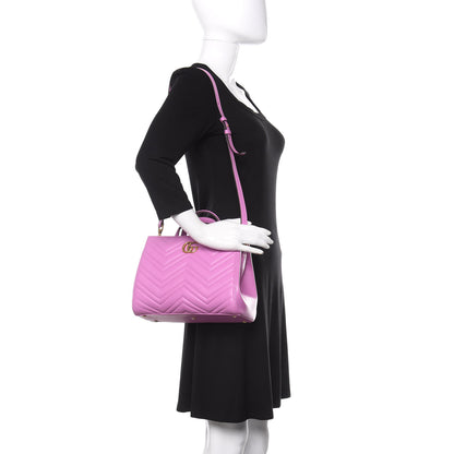 Gucci Calfskin Matelasse Small GG Marmont Tote Candy Mousse 2 of 10