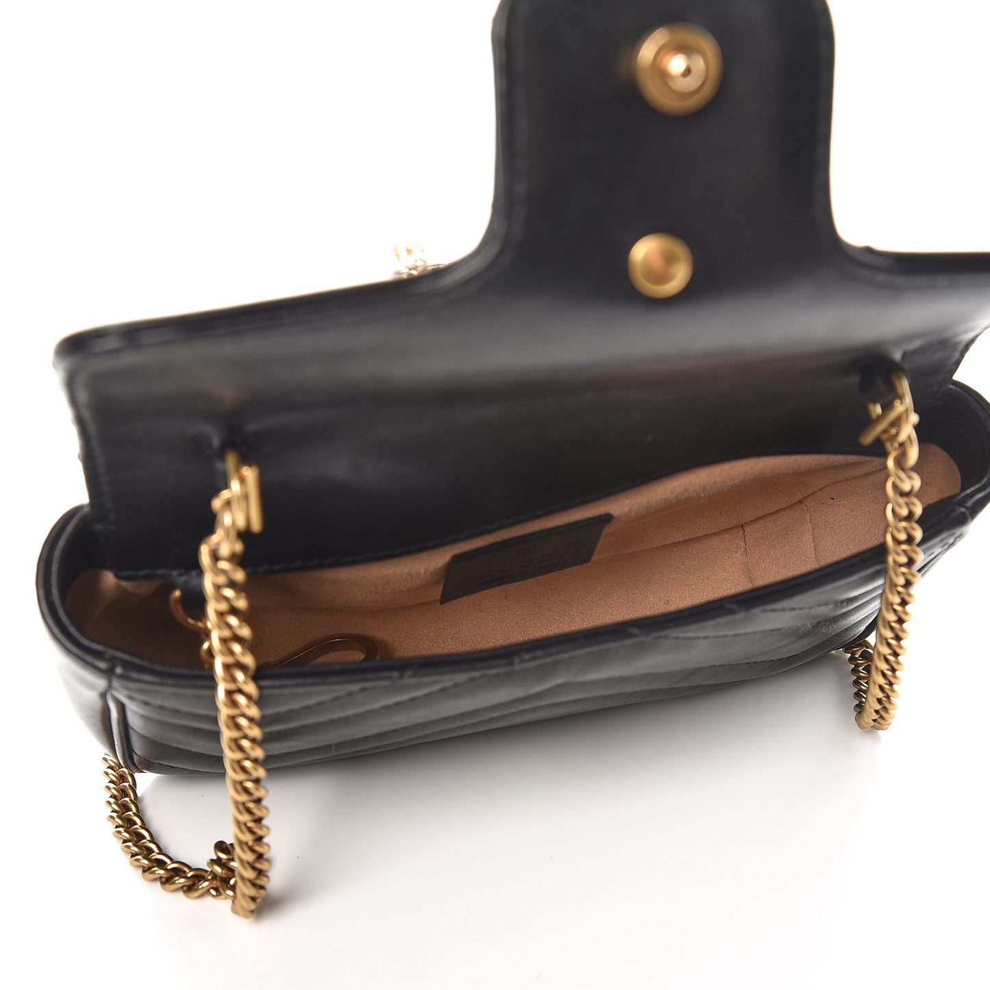 Calfskin Matelasse Super Mini GG Marmont Shoulder Bag Black