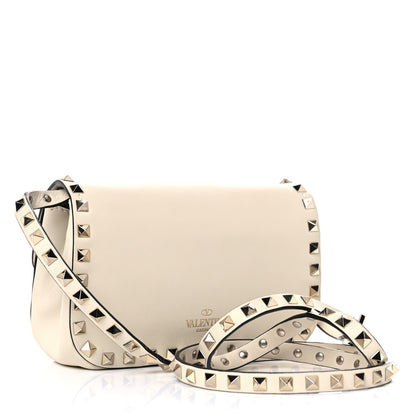 Valentino Garavani Vitello Mini Rockstud Flap Saddle Crossbody Bag Light Ivory 3 of 9