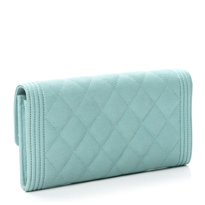 Chanel Iridescent Caviar Quilted Boy Flap Wallet Light Blue 3 of 7