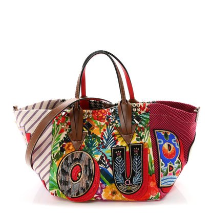 Christian Louboutin Canvas Embroidered Calfskin Caracaba Tote Multicolor 1 of 9