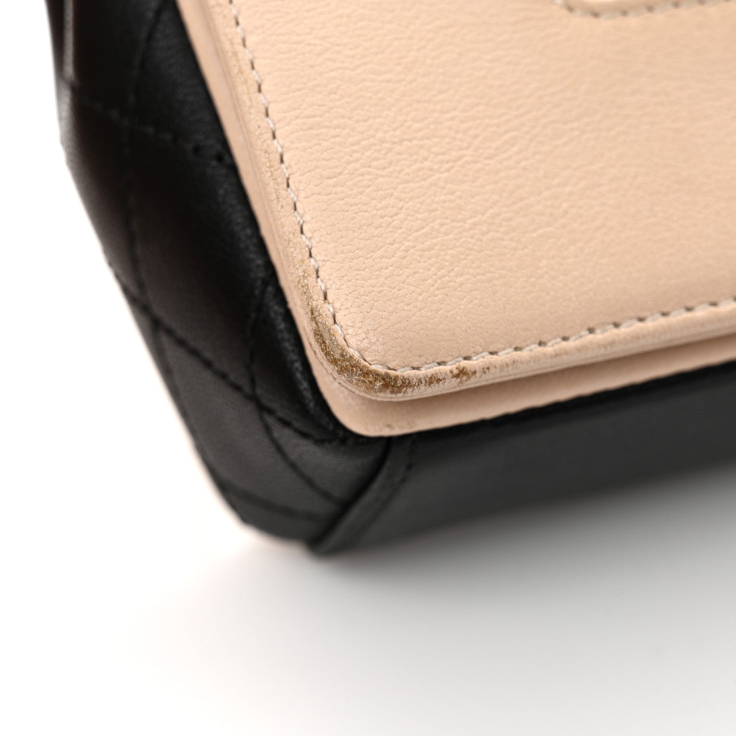 Chanel Sheepskin Quilted Medium Vintage Mademoiselle Flap Beige Black 13 of 14