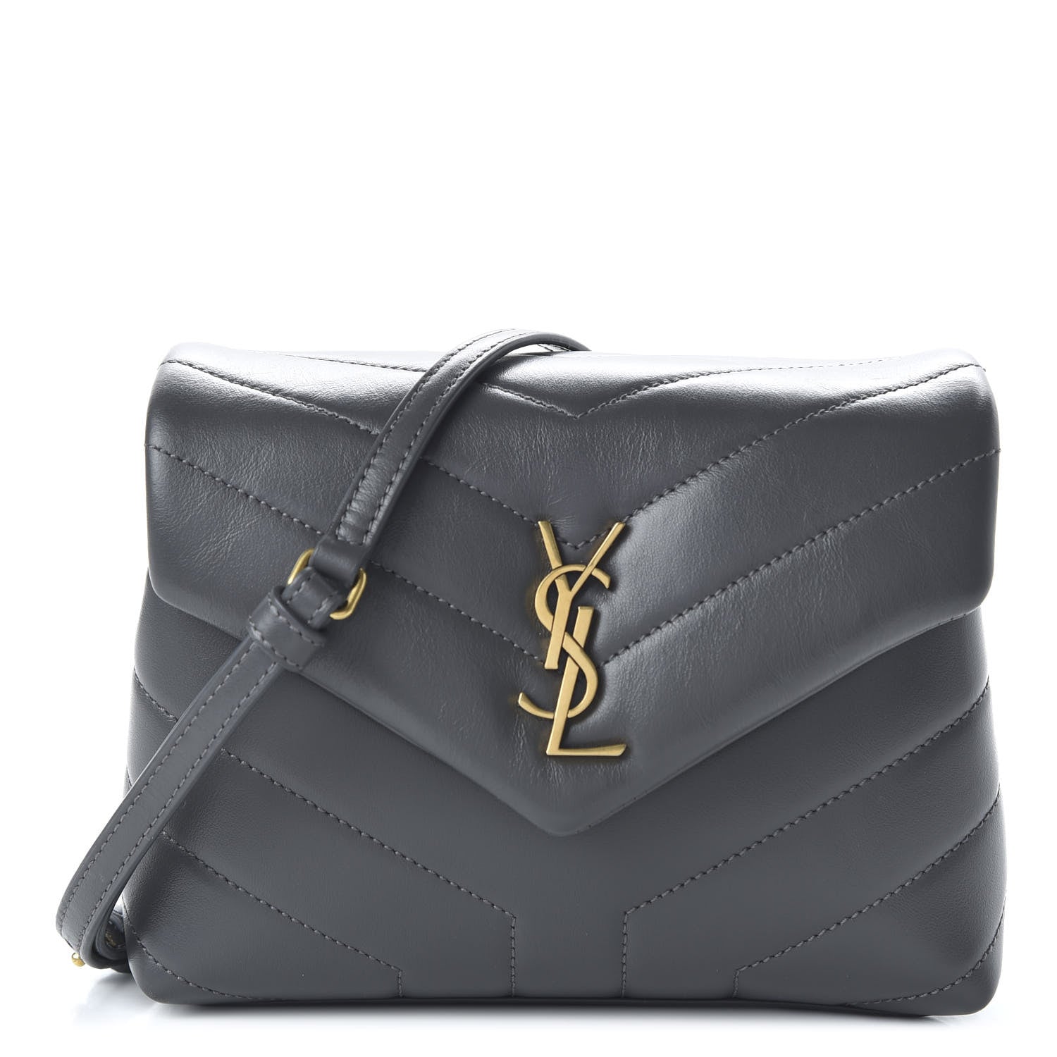 Saint Laurent Calfskin Y Quilted Monogram Toy Loulou Crossbody Bag Storm 1 of 10