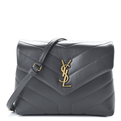 Saint Laurent Calfskin Y Quilted Monogram Toy Loulou Crossbody Bag Storm 1 of 10