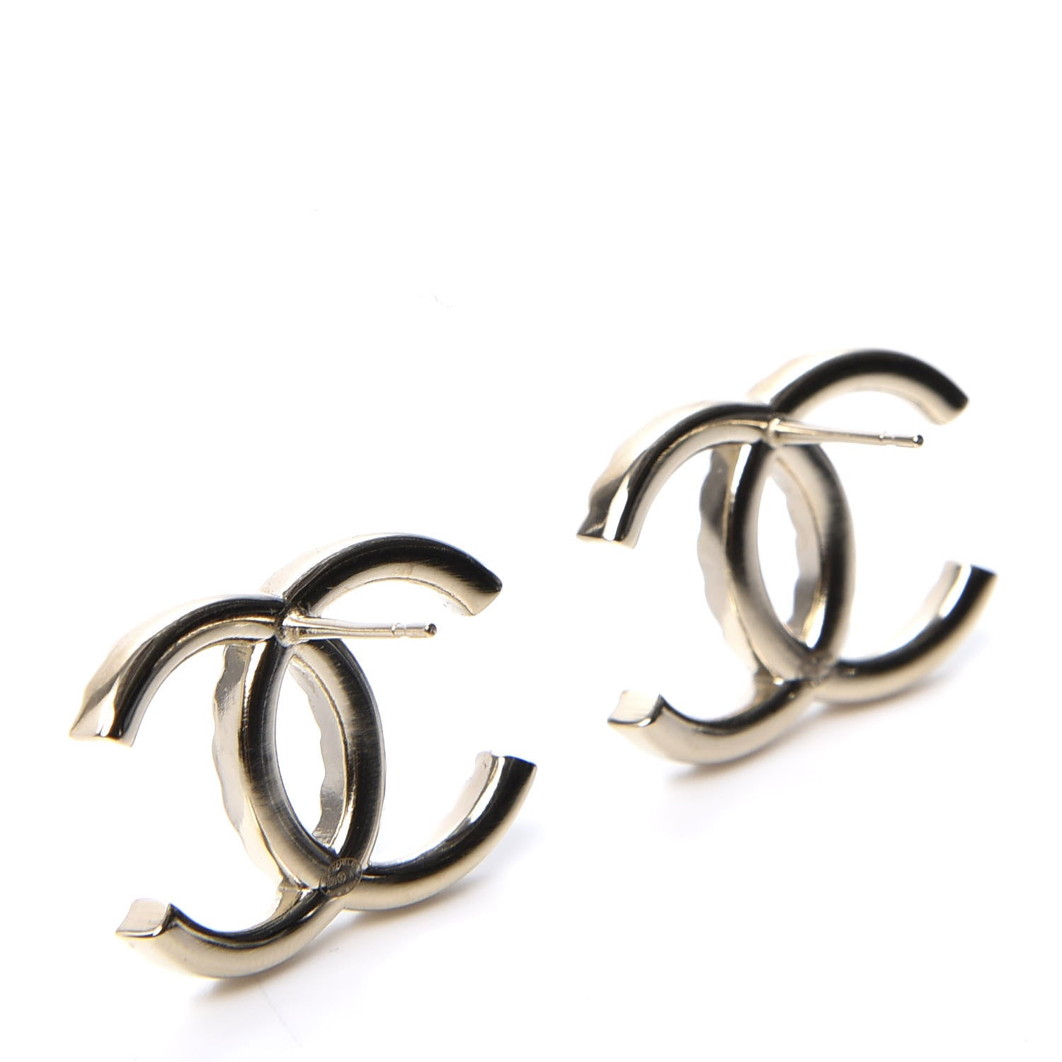 Chanel Crystal CC Large Stud Earrings Gold 2 of 4