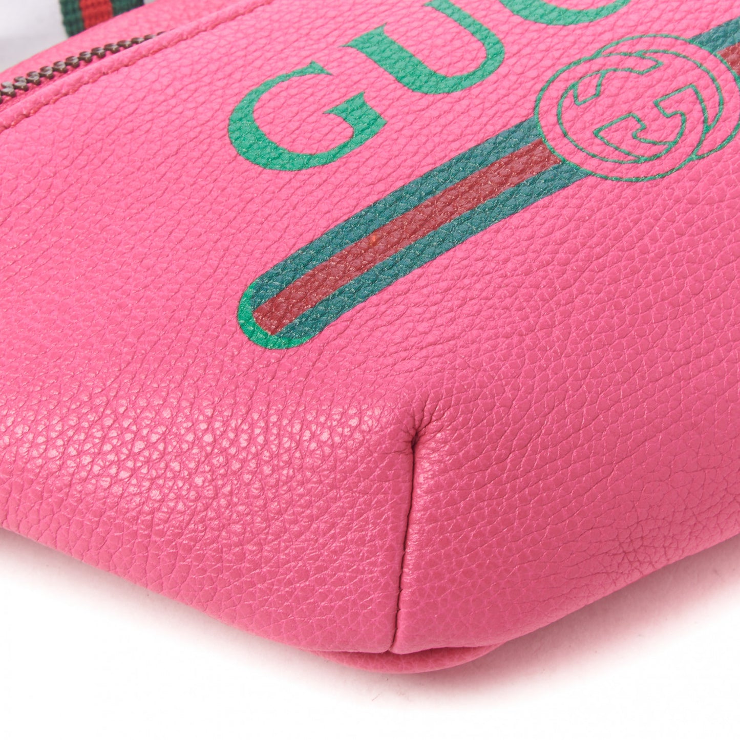 Grained Calfskin Small Logo Belt Bag Box Pink Green