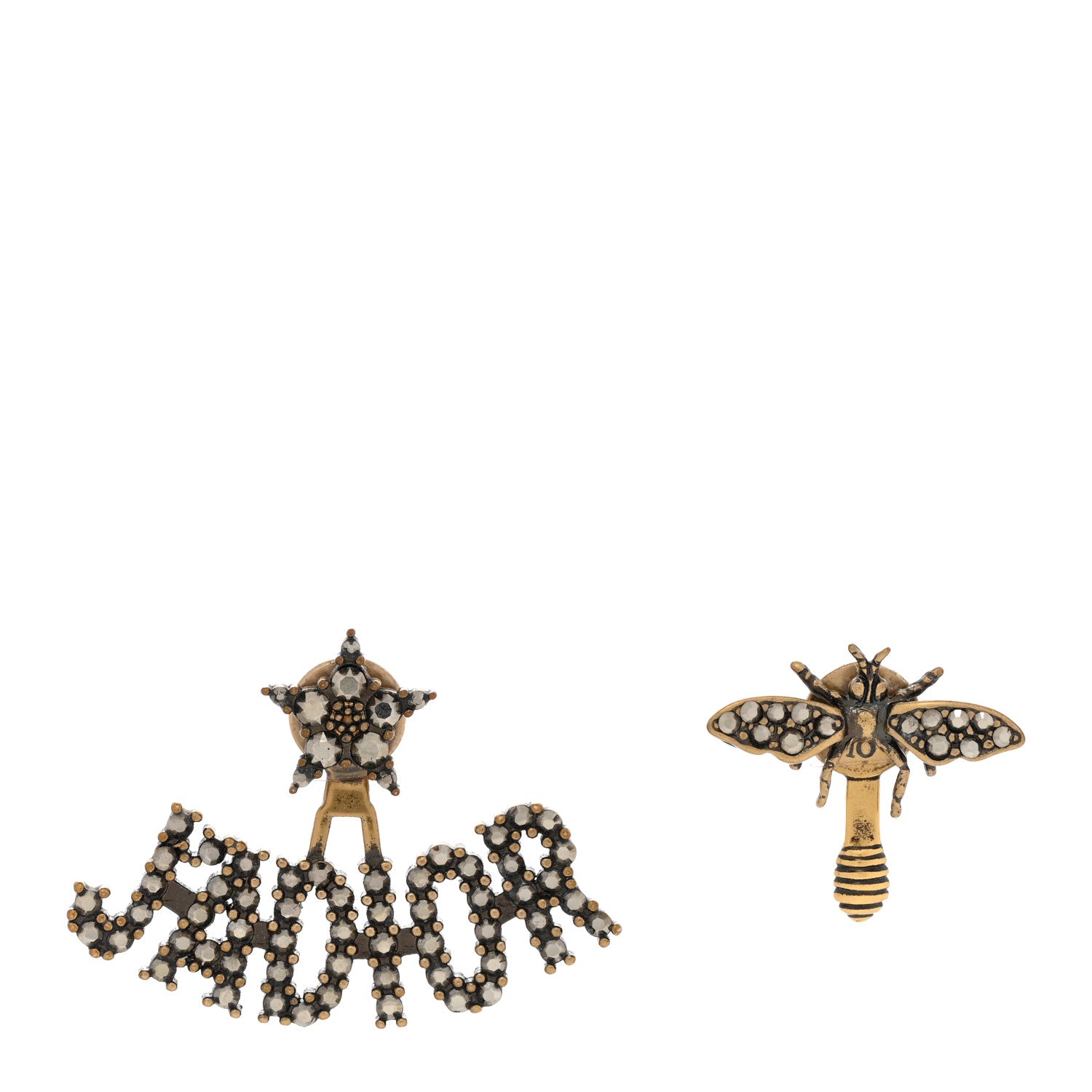 Christian Dior Metal Crystal J'Adior Earrings Aged Gold 1 of 5