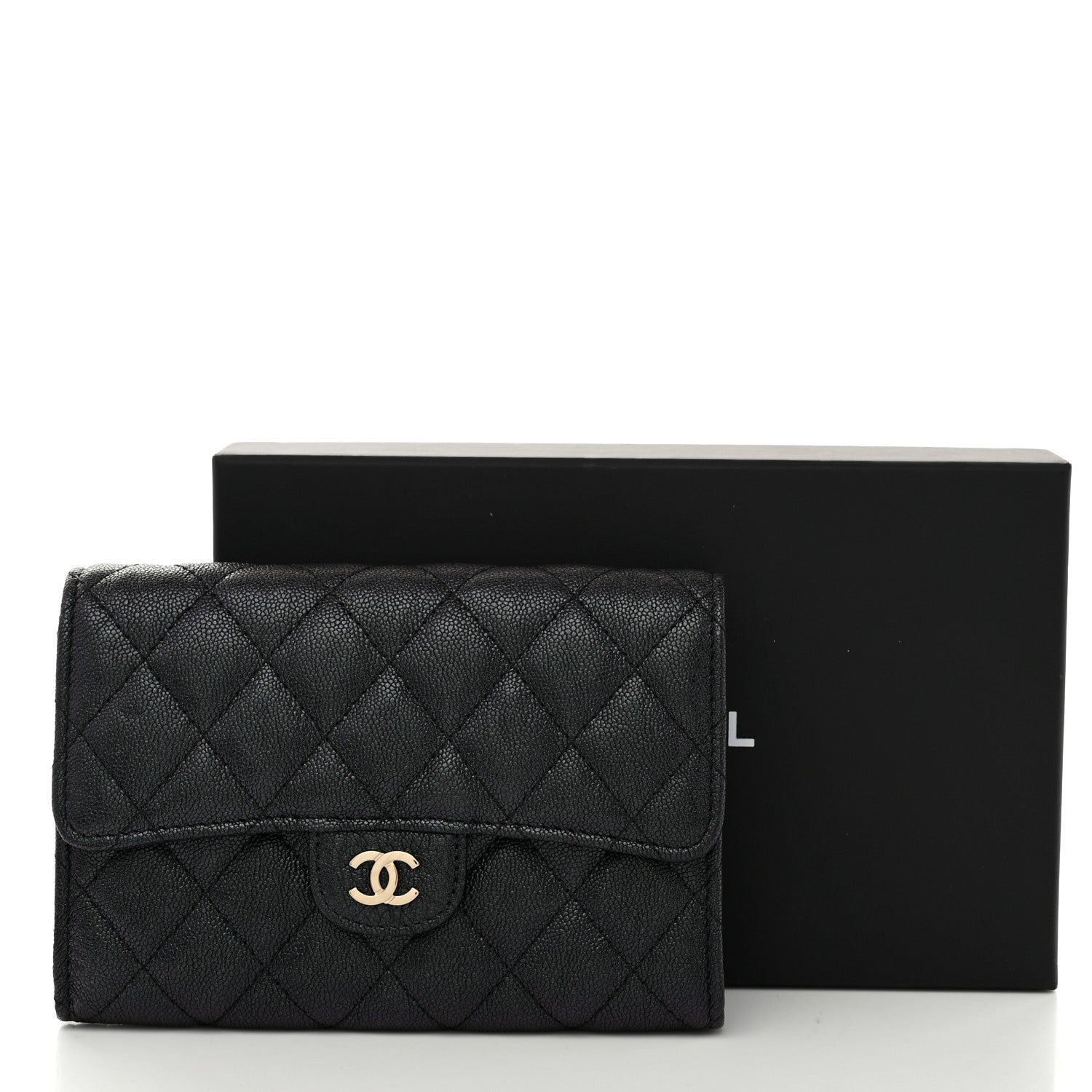 Chanel Iridescent Caviar Quilted Medium Flap Wallet Black 10 of 10