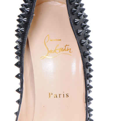 Christian Louboutin Calfskin Lady Peep Spikes VIP 150 Pumps 39.5 Black 6 of 6
