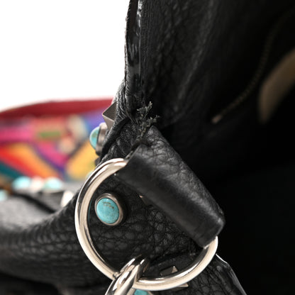 Valentino Garavani Pebbled Calfskin Tribal Small Guitar Strap Rockstud Rolling Flip-Lock Messenger Bag Black 14 of 18