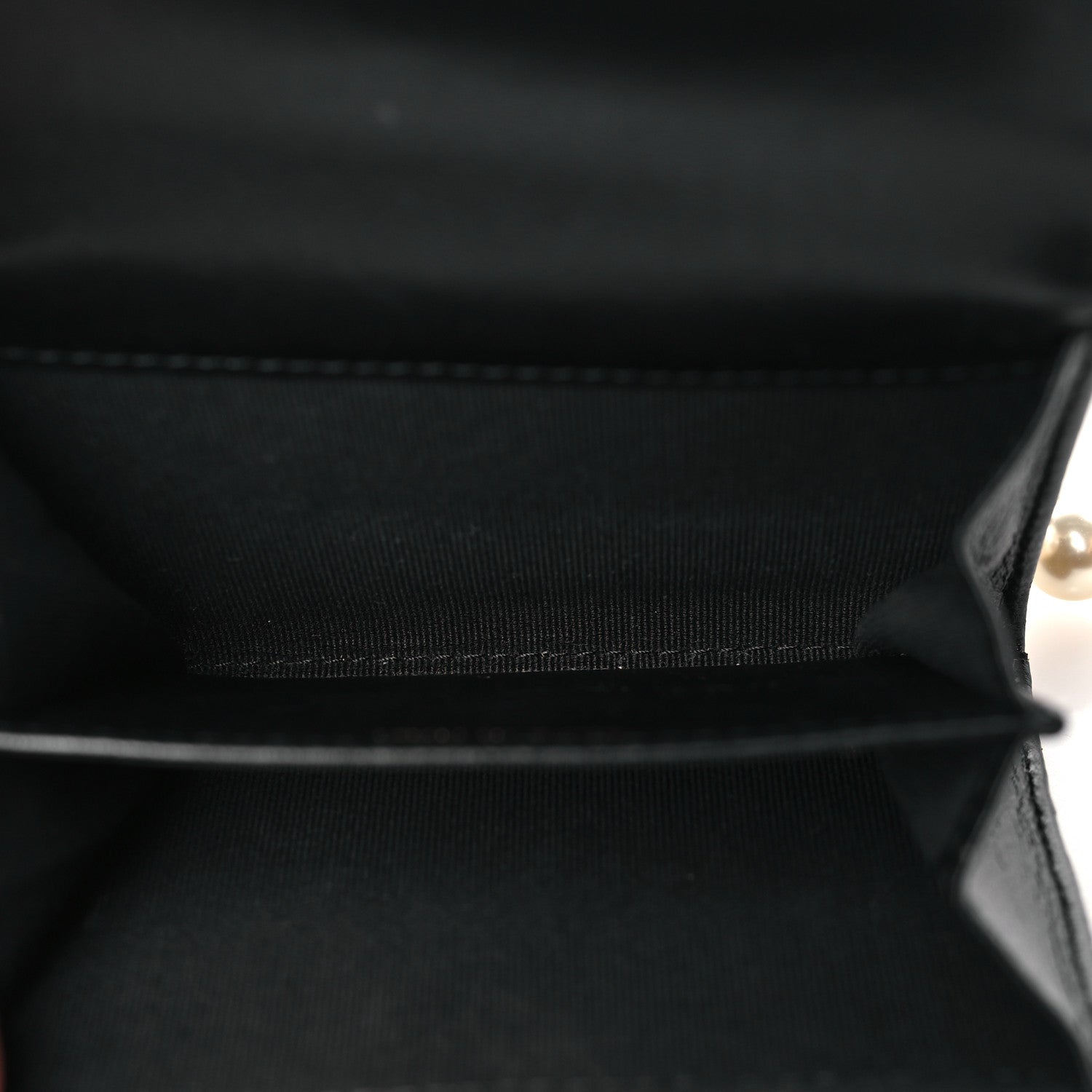 Chanel Lambskin Quilted Pearl Card Holder With Chain Black 5 of 10