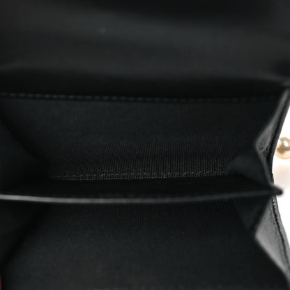 Chanel Lambskin Quilted Pearl Card Holder With Chain Black 5 of 10