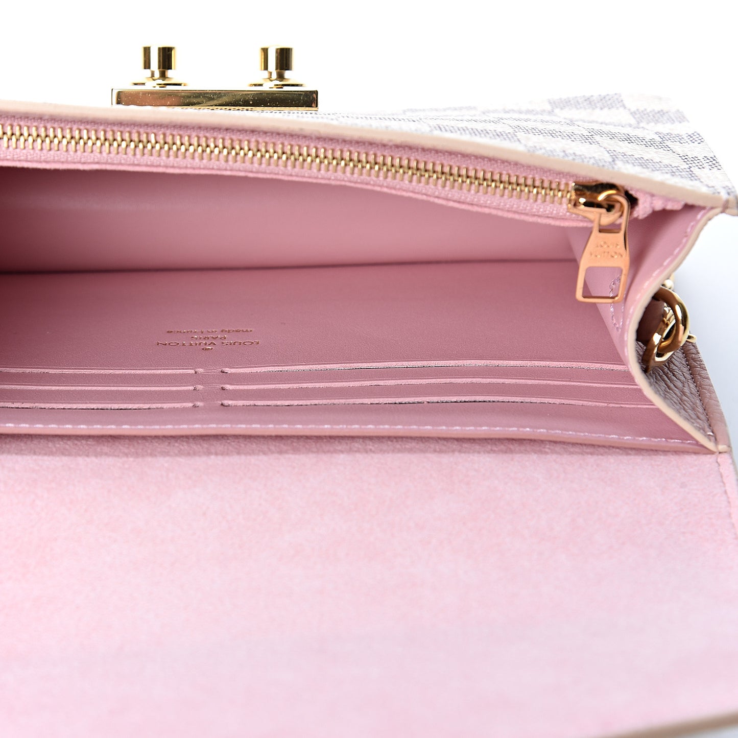 Damier Azur Croisette Chain Wallet Rose Ballerine