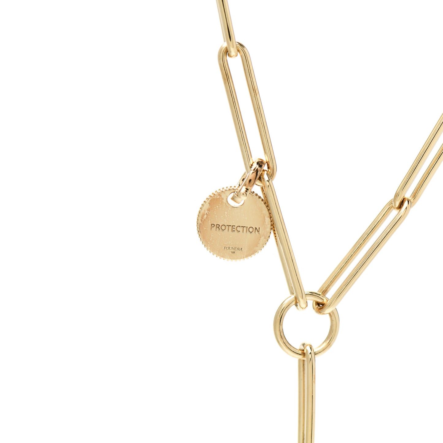 18K Yellow Gold Diamond Large Love Medallion Extended Clip Extension Chain Necklace