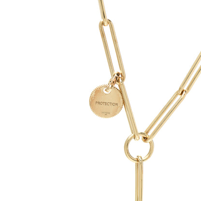 Foundrae 18K Yellow Gold Diamond Large Love Medallion Extended Clip Extension Chain Necklace 5 of 7