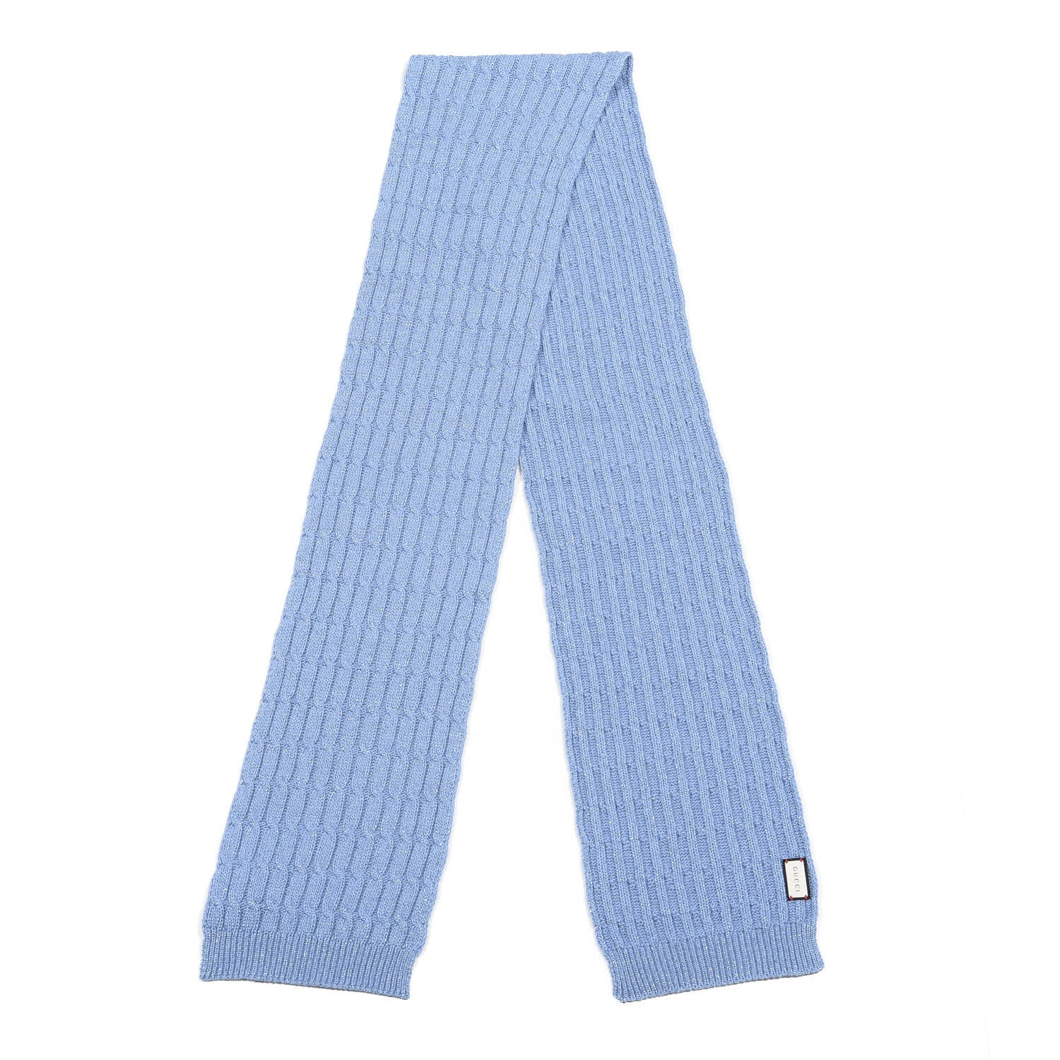 Gucci Wool Knit Shine Reg Scarf Bluette Sky Blue 2 of 4
