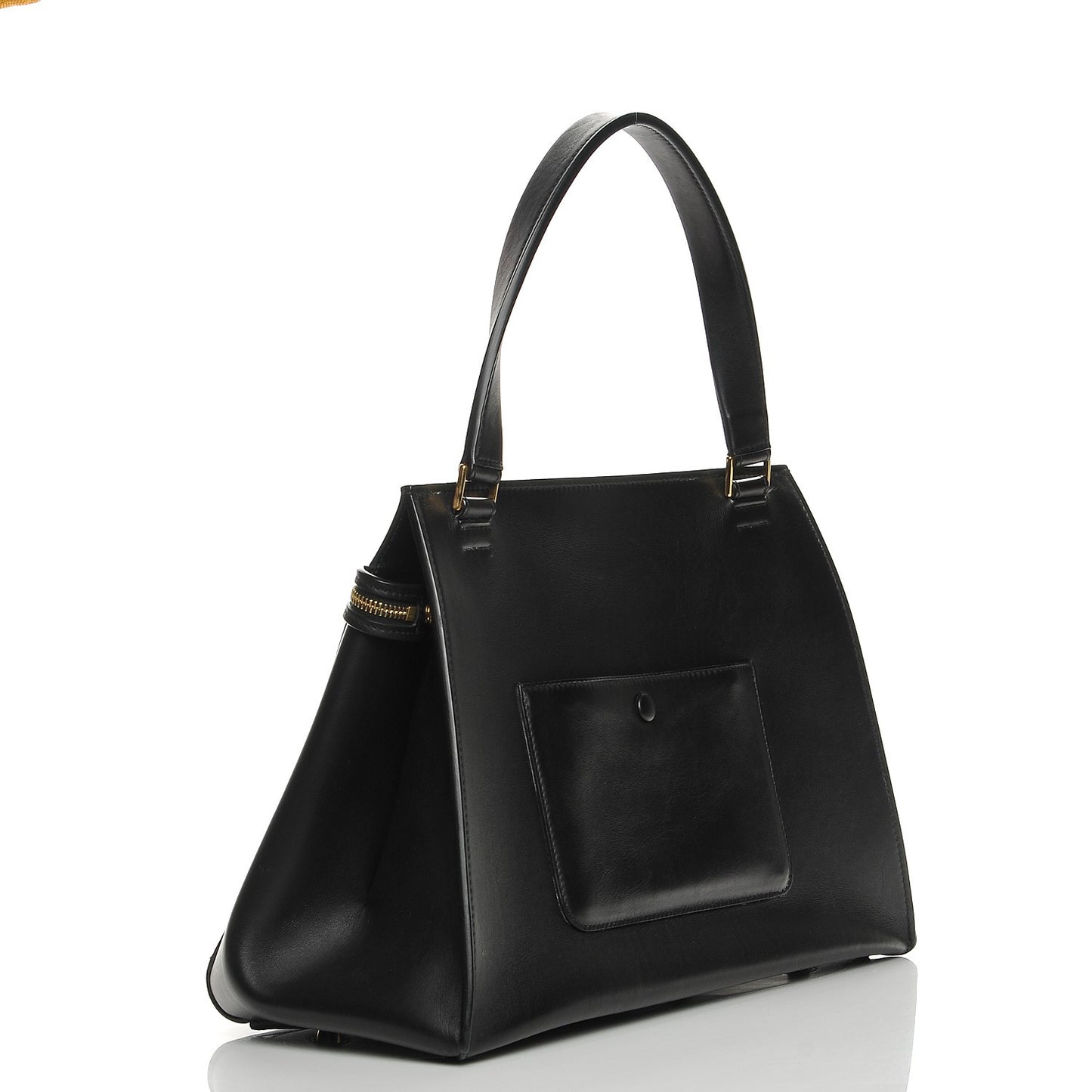 Smooth Calfskin Medium Bi-Color Edge Shoulder Bag Black Navy