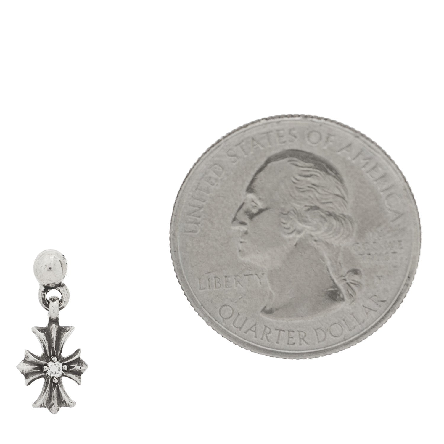 Chrome Hearts Sterling Silver Diamond Tiny E CH Cross Single Earring 2 of 4