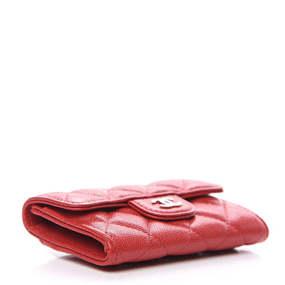 Chanel Caviar Quilted Flap Card Holder Wallet Red 3 of 7