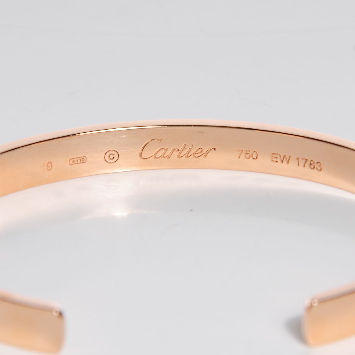 18K Pink Gold LOVE Cuff Bracelet 19