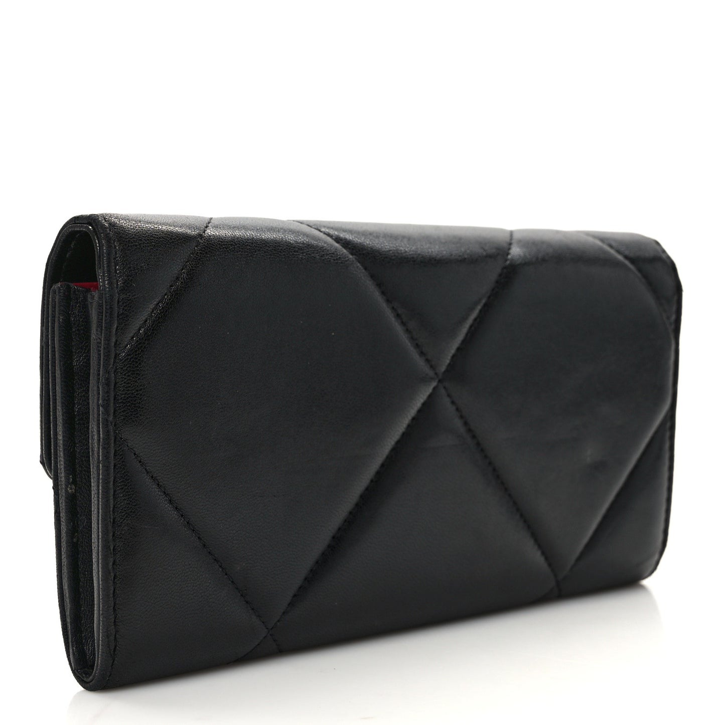 Lambskin Quilted Chanel 19 Flap Wallet Black