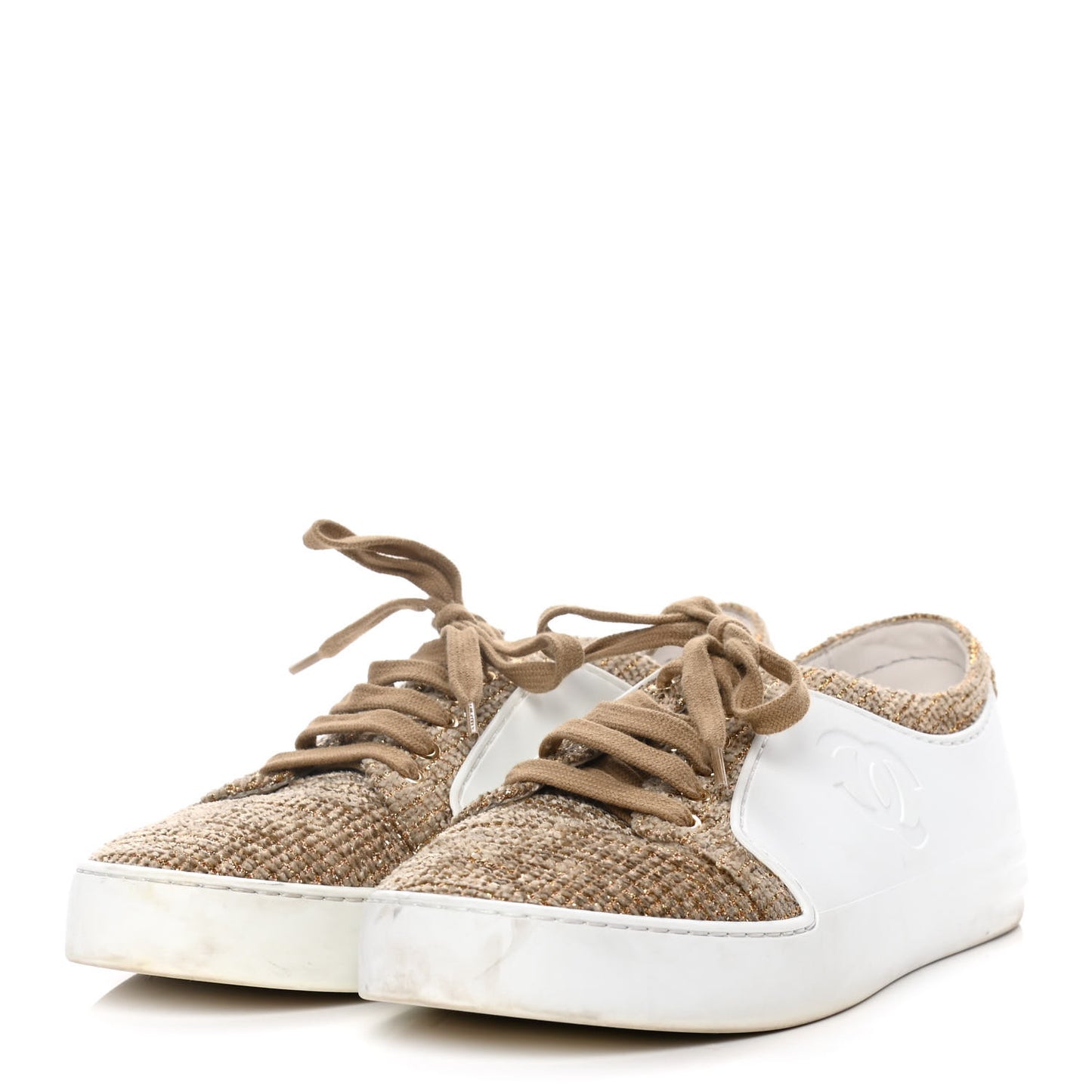 Fantasy Tweed Sneakers 40.5 Beige Gold