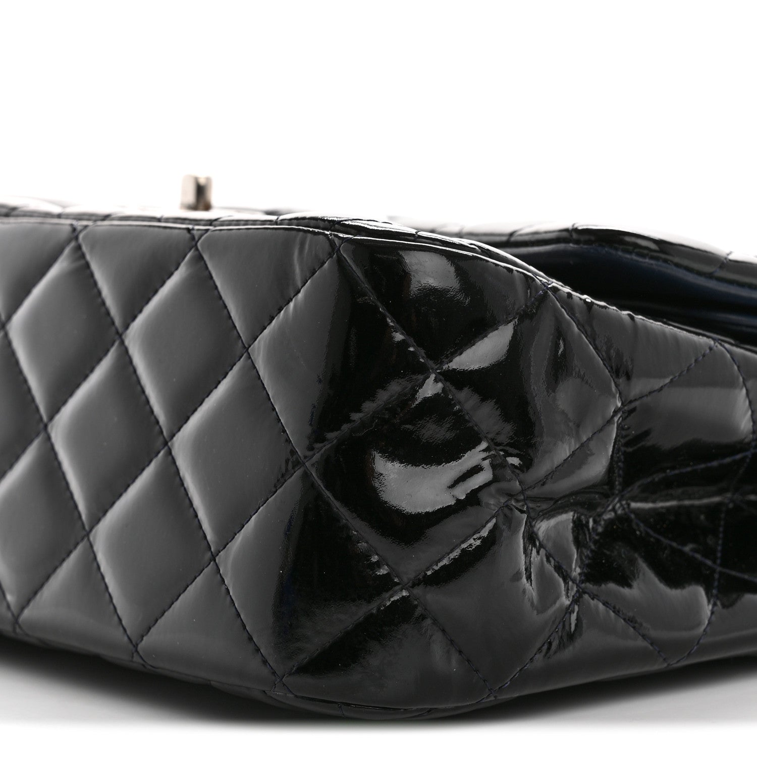 Chanel Patent Quilted Jumbo Double Flap Navy Blue 10 of 13