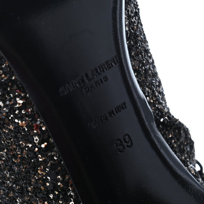 Saint Laurent Glitter Loulou Ankle Boots 39 Black Gold 6 of 8