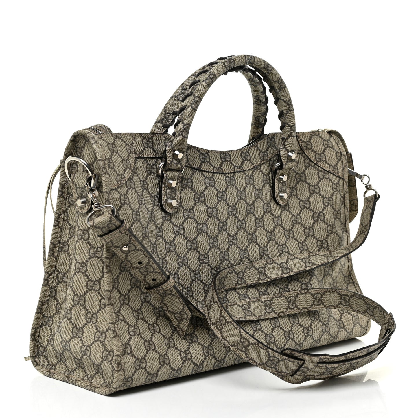 X GUCCI GG Supreme Monogram Neo Classic Silver Hardware City Beige Ebony